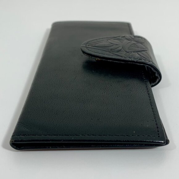 VTG Rolfs Black Cowhide Leather Wallet Floral Embossed Flap Multiple Card Slots - Picture 7 of 10